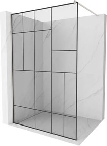 Mexen Kioto, sprchová zástena Walk-In 70 x 200 cm, 8mm číre sklo čierny vzor, brúsená oceľ profil, 800-070-101-97-78