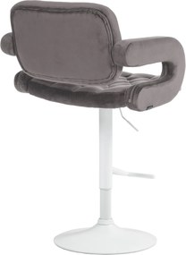 Barová stolička Dublin - zamat, biely rám Sivá
