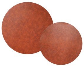 Kožený koberec Circle, set 2 ks – červenohnedý