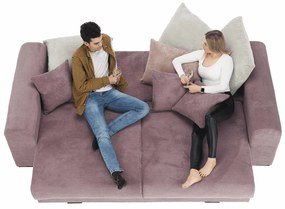 Rozkladacia pohovka s úložným priestorom Gilen Big Sofa - fialová / staroružová / béžová