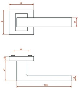 Kuchinox Qubik, kľučka na dvere, čierna matná, LAV-KG2_900A