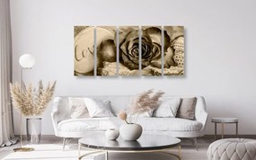 5-dielny obraz vyznanie lásky v sépiovom prevedení