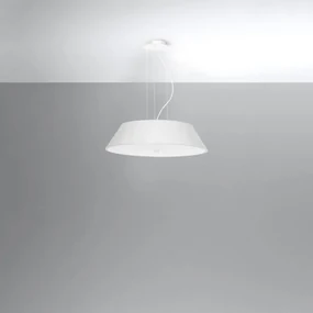 Závesné svietidlo Vega, 1x biele textilné tienidlo, (biele sklo), (fi 60 cm)