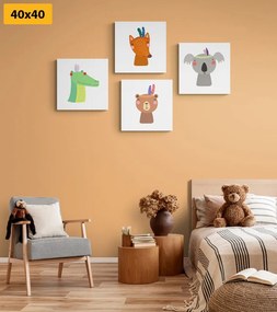 Set obrazov roztomilí zvierací indiáni Varianta: 4x 60x60