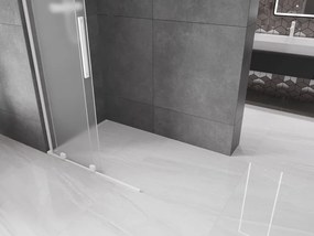 Mexen Velar L, posuvná sprchová zástena Walk-in 100 x 200 cm, 8mm sklo námraza, biela matná, 871-100-003-33-20