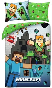 Obojstranné bavlnené posteľné obliečky Minecraft – motív Herný svet - 100% bavlna - 70 x 90 cm + 140 x 200 cm