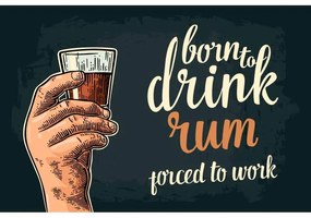 Ceduľa Born To Drink Rum - Porced To Work