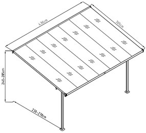 Pergola 436 x 305 cm (čierna + transparentná polykarbonát)