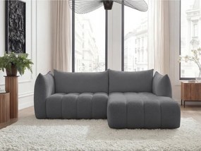 Sivá rohová pohovka z textílie buklé (pravý roh/s leňoškou) Azra – Bobochic Paris