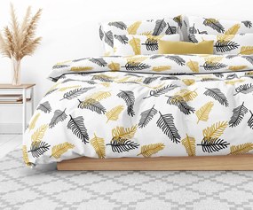 Goldea saténové posteľné obliečky deluxe - čierne a zlaté palmové listy 140 x 220 a 70 x 90 cm