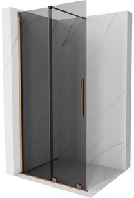 Mexen Velar, sprchová zástena s posuvnými dverami Walk-in 75 x 200 cm, 8mm šedé sklo, ružové zlato, 871-075-000-43-60