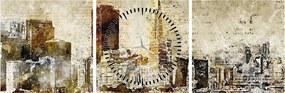 Obraz - Umelecky stvárnené mesto (s hodinami) (90x30 cm)