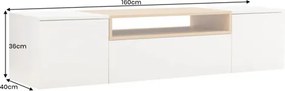 TV-skrinka 47807 Loft 160cm Biela/Prírodná Dub Dyha  - Komfort-nábytok