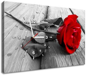 Gario Obraz s hodinami Červená ruža Rozmery: 100 x 40 cm