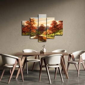 Obraz rieky v jesennej krajine, olejomaľba (150x105 cm)
