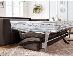 Hnedá menčestrová rozkladacia pohovka 225 cm Augustin – Bobochic Paris