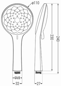 Mexen príslušenstvo - 1-bodový ručný sprchový set R-74, čierna, 785746052-70