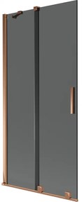 Mexen Velar, 2-krídlová posuvná vaňová zástena 95 x 150 cm, 8mm šedé sklo, ružové zlato, 896-095-000-41-60
