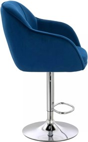 LuxuryForm DESIGN Barová stolička AVOLA VELUR na striebornom tanieri - modrá