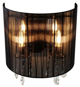 Klasická nástenná lampa chróm s čiernym tienidlom - Ann-Kathrin 2
