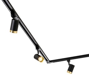 1-fázový koľajnicový systém s 5 reflektormi čierny so zlatým krúžkom - Jeana