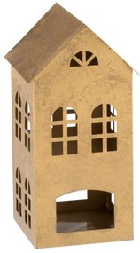 Zlatý kovový domček na čajovú sviečku -  15*14*28cm