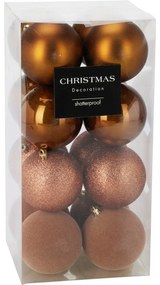 Súprava 16 ks vianočných ozdôb Festive Sparkles, zlatohnedá, pr. 8 cm, plast, pr. 8 cm