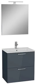 Kúpeľňová zostava s umývadlom, zrkadlom a osvetlením VitrA Mia 59x61x39,5 cm antracitový lesk MIASET60A, 1 ks