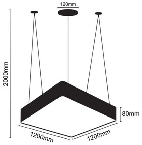 LED Luster na lanku LED/240W/230V 4000K 120x120 cm