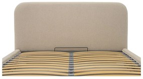 Béžová čalúnená dvojlôžková posteľ s úložným priestorom s roštom 140x190 cm Sea – Scandic