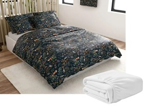 Sada mikroplyšových obliečok THE FOX AND THE HARE tmavozelené + obliečka mikroplyš SOFT 180x200 cm biele, dvojlôžko