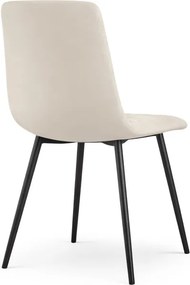 Sada dvoch jedálenských stoličiek NERO zamatové, béžové / čierne nohy (2 ks)