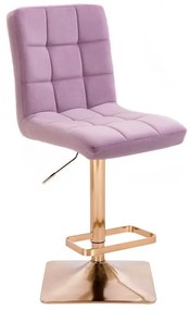 LuxuryForm Barová stolička TOLEDO VELUR na zlatej hranatej podstave - levanduľa