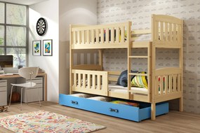 Interbeds Poschodová posteľ Kubus prírodná so šuplíkom 200cm x 90cm - modrá