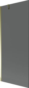 Mexen Next, vaňová zástena 1-krídlová 80 x 150 cm, fixné krídlo, 6 mm šedé sklo, zlatý profil, 895-080-000-00-40-50