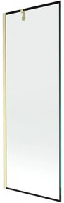 Mexen Next, 1-krídlová vaňová zástena 70 x 150 cm, 6mm číre sklo - čierny vzor, zlatá matná, 895-070-000-00-70-55