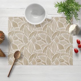Biante Dekoračné prestieranie na stôl Leona LN-168 Biele listy na svetlo hnedom 30x40 cm