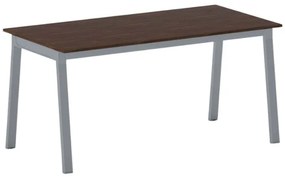 Rokovací kancelársky stôl PRIMO BASIC, 160x80 cm, sivostrieborná podnož, orech