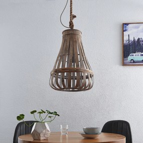 Lindby Haruno závesná lampa z ratanu, 42 cm