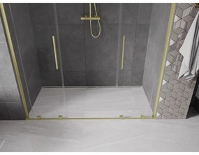 Mexen Velar L Duo, posuvné sprchové dvere do otvoru 200 cm, 8mm číre sklo, zlatá matná, 871-200-003-02-55