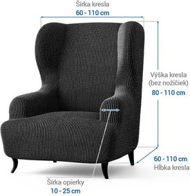 Bielastické poťahy COSTINA antracit kreslo ušiak (š. 60 - 110 cm)