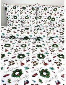 Vianočné obliečky CHRISTMAS TEDDY – 140×200 + 70×90 cm, 100 % bavlna, vianočný motív