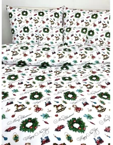 Vianočné obliečky CHRISTMAS TEDDY – 140×200 + 70×90 cm, 100 % bavlna, vianočný motív