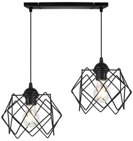 Závesné svietidlo Stella, 2x čierne drôtené tienidlo