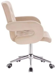 LuxuryForm DESIGN Stolička BOSTON VELUR na striebornej podstave s kolieskami - krémová