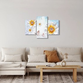 Obraz - Kompozícia s kvetmi a motýľmi (90x60 cm)