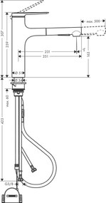 Hansgrohe Zesis M33, drezová batéria 150, s výsuvnou spŕškou, EcoSmart, chrómová, HAN-74810000