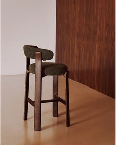 Zelená/v tmavo prírodnej farbe barová stolička z jaseňového dreva (výška sedadla 75 cm) Granite – Kave Home