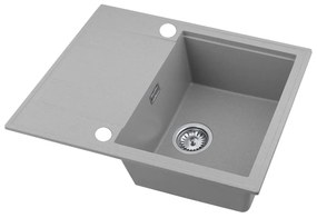 Gamma Modern 6550, 1-komorový granitový drez 650x500x210 mm s krátkym odkvapkávačom, šedá, GMA-ZLE000092