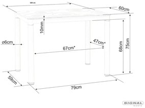 Jídelní stůl Damar 100 cm bílý mramor/černý